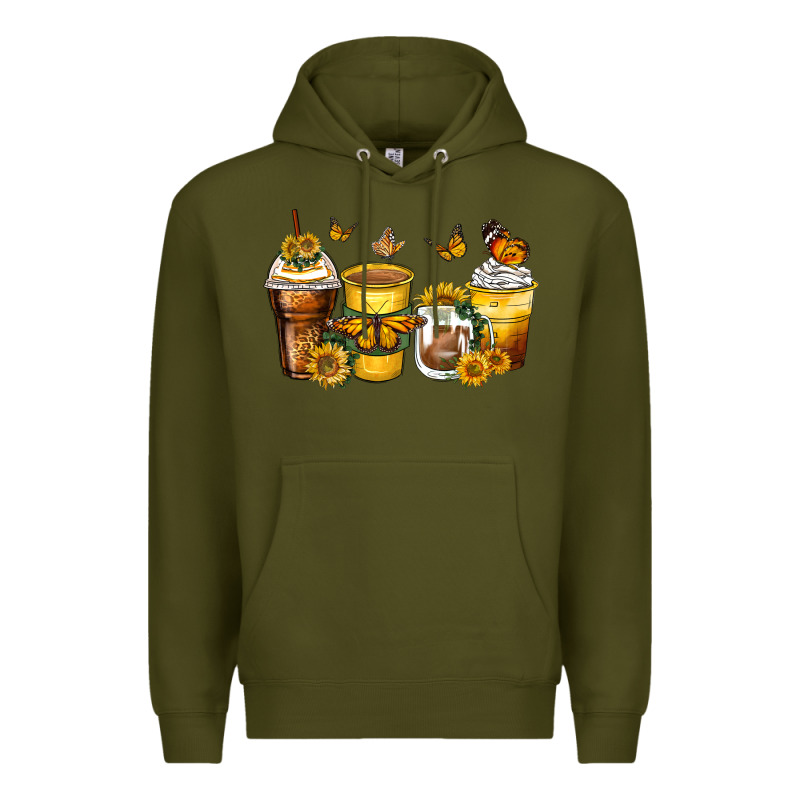 Butterfly Coffee Cups Premium Hoodie by Zillion Design Studio | Teevron