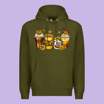 Butterfly Coffee Cups Premium Hoodie Designed By Zillion Design Studio