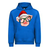Cobalt christmas pig with santa claus hat Urban Hoodie - RanaPortraitStore