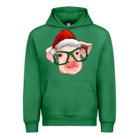 Emerald christmas pig with santa claus hat Urban Hoodie - RanaPortraitStore