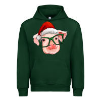Forest Green christmas pig with santa claus hat Urban Hoodie - RanaPortraitStore