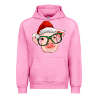 Fuchsia Pink christmas pig with santa claus hat Urban Hoodie - RanaPortraitStore