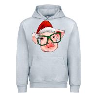 Heather Grey christmas pig with santa claus hat Urban Hoodie - RanaPortraitStore