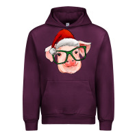 Mauve Wine christmas pig with santa claus hat Urban Hoodie - RanaPortraitStore