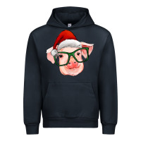 Navy christmas pig with santa claus hat Urban Hoodie - RanaPortraitStore