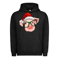 Pigment Black christmas pig with santa claus hat Urban Hoodie - RanaPortraitStore