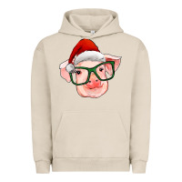 Pigment French Oak christmas pig with santa claus hat Urban Hoodie - RanaPortraitStore