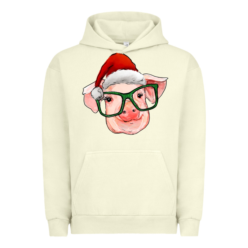 Christmas Pig With Santa Claus Hat Urban Hoodie by RanaPortraitStore | Teevron