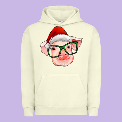 Christmas Pig With Santa Claus Hat Urban Hoodie Designed By Ranaportraitstore
