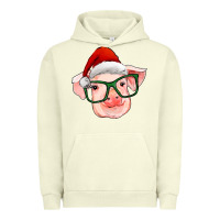 Pigment Pistachio christmas pig with santa claus hat Urban Hoodie - RanaPortraitStore
