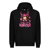 Black brest cancer warrior afro messy bun Premium Hoodie - texasbilliewilder