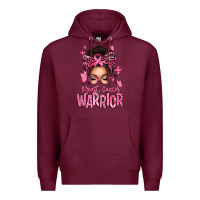 Burgundy brest cancer warrior afro messy bun Premium Hoodie - texasbilliewilder