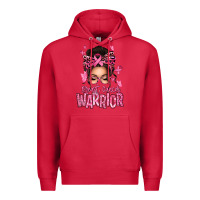 Cardinal brest cancer warrior afro messy bun Premium Hoodie - texasbilliewilder