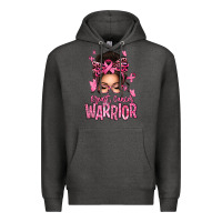 Charcoal Heather brest cancer warrior afro messy bun Premium Hoodie - texasbilliewilder