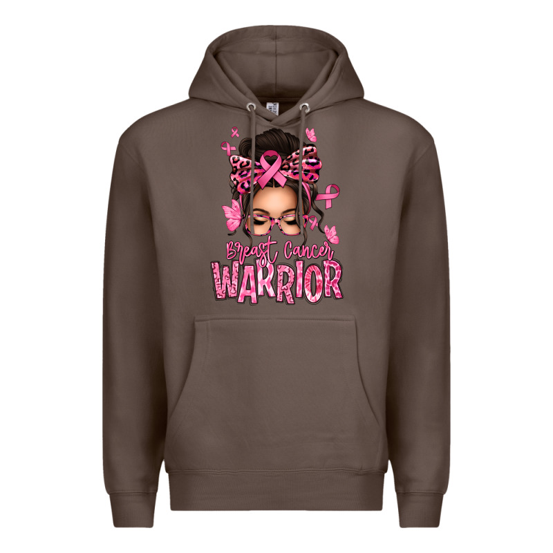 Brest Cancer Warrior Afro Messy Bun Premium Hoodie by texasbilliewilder | Teevron