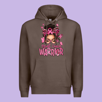 Brest Cancer Warrior Afro Messy Bun Premium Hoodie Designed By Texasbilliewilder