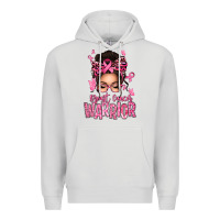 Dove Grey brest cancer warrior afro messy bun Premium Hoodie - texasbilliewilder