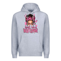 Heather Grey brest cancer warrior afro messy bun Premium Hoodie - texasbilliewilder
