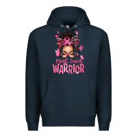Navy brest cancer warrior afro messy bun Premium Hoodie - texasbilliewilder