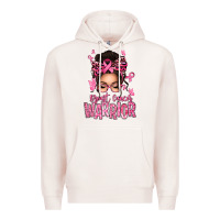 Pale Pink brest cancer warrior afro messy bun Premium Hoodie - texasbilliewilder