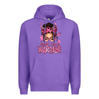 Purple brest cancer warrior afro messy bun Premium Hoodie - texasbilliewilder