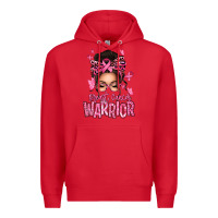 Red brest cancer warrior afro messy bun Premium Hoodie - texasbilliewilder