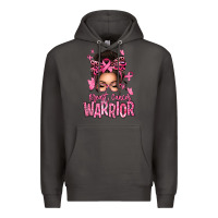 Smoke brest cancer warrior afro messy bun Premium Hoodie - texasbilliewilder