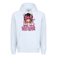 White brest cancer warrior afro messy bun Premium Hoodie - texasbilliewilder