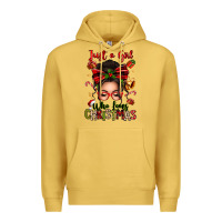 Antique Gold just a girl who loves christmas afro messy bun Premium Hoodie - texasbilliewilder