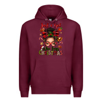 Burgundy just a girl who loves christmas afro messy bun Premium Hoodie - texasbilliewilder
