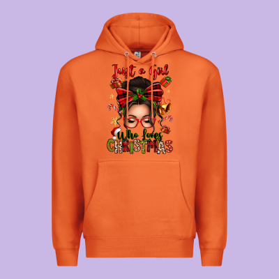 Just A Girl Who Loves Christmas Afro Messy Bun Premium Hoodie Designed By Texasbilliewilder