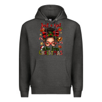 Charcoal Heather just a girl who loves christmas afro messy bun Premium Hoodie - texasbilliewilder