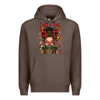 Coffee just a girl who loves christmas afro messy bun Premium Hoodie - texasbilliewilder