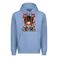 Colony Blue just a girl who loves christmas afro messy bun Premium Hoodie - texasbilliewilder