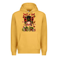 Mustard just a girl who loves christmas afro messy bun Premium Hoodie - texasbilliewilder