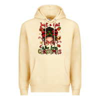 Pina Colada just a girl who loves christmas afro messy bun Premium Hoodie - texasbilliewilder