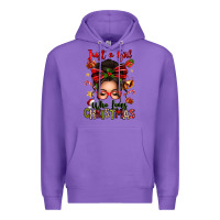 Purple just a girl who loves christmas afro messy bun Premium Hoodie - texasbilliewilder
