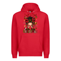 Red just a girl who loves christmas afro messy bun Premium Hoodie - texasbilliewilder
