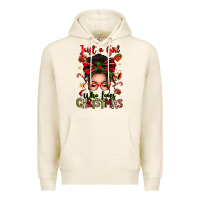 Tofu just a girl who loves christmas afro messy bun Premium Hoodie - texasbilliewilder