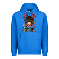 True Royal just a girl who loves christmas afro messy bun Premium Hoodie - texasbilliewilder