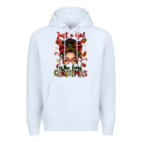 White just a girl who loves christmas afro messy bun Premium Hoodie - texasbilliewilder