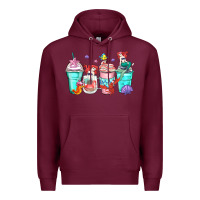 Burgundy ariel coffee cups Premium Hoodie - Zillion Design Studio