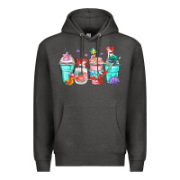 Charcoal Heather ariel coffee cups Premium Hoodie - Zillion Design Studio