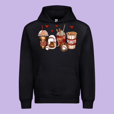 Baseball Coffee Cups Urban Hoodie Designed By Zillion Design Studio