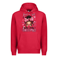 Cardinal just a girl who loves pink christmas messy bun Premium Hoodie - texasbilliewilder