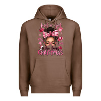 Chestnut just a girl who loves pink christmas messy bun Premium Hoodie - texasbilliewilder
