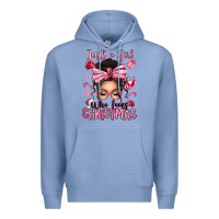 Colony Blue just a girl who loves pink christmas messy bun Premium Hoodie - texasbilliewilder