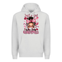 Dove Grey just a girl who loves pink christmas messy bun Premium Hoodie - texasbilliewilder
