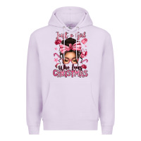 Lilac just a girl who loves pink christmas messy bun Premium Hoodie - texasbilliewilder