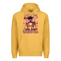 Mustard just a girl who loves pink christmas messy bun Premium Hoodie - texasbilliewilder